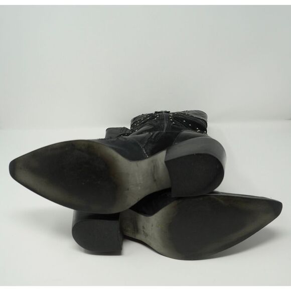 Matisse Vintage Black Studded Suede Leather and Snakeskin Western Boots Size 6.5 - Picture 7 of 9
